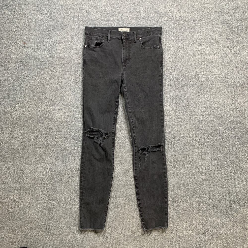Madewell Jeans Womens 28 Gray Denim High Rise Skinny Distressed Busted Knee - Picture 2 of 11